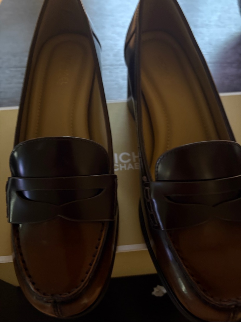 Michael Kors Women’s Dark Brown Leather Penny Loafers